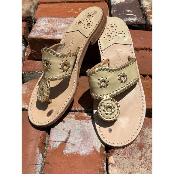 Jack Rogers Women's Nantucket Gold Thong Sandals, Size 7 - Picture 3 of 17